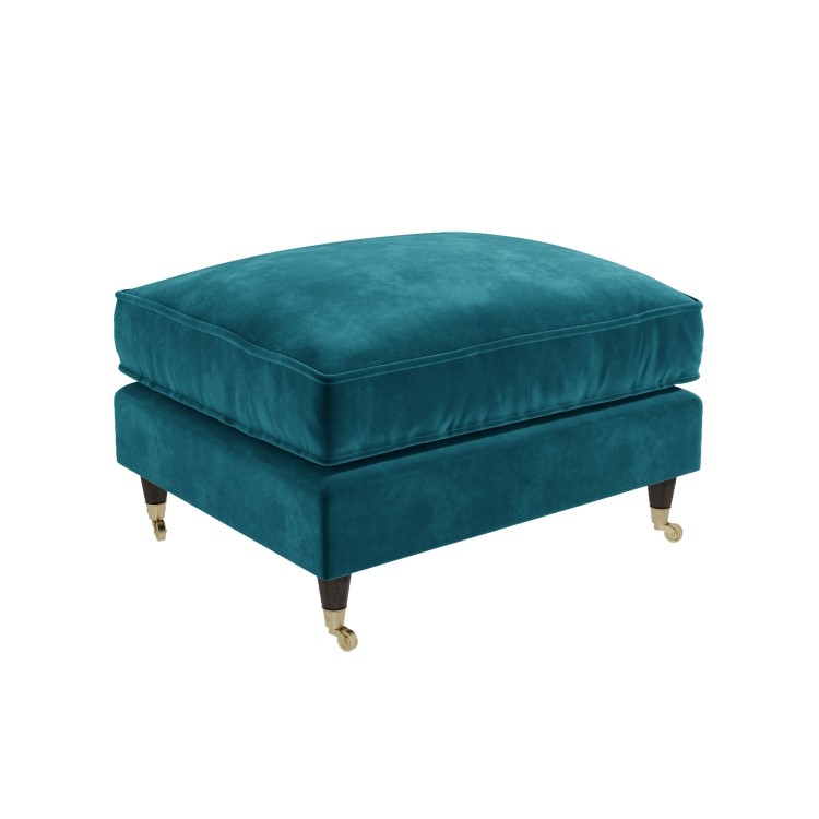 Teal Velvet Sofa and Footstool Set - Payton