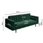 Mid Century Quilted Green Velvet 3 Seater and 2 Seater Sofa Set - Elba