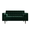 Mid Century Quilted Green Velvet 3 Seater and 2 Seater Sofa Set - Elba