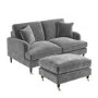Silver Grey Velvet 2 Seater Sofa and Footstool Set- Payton