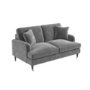 Silver Grey Velvet 2 Seater Sofa and Footstool Set- Payton