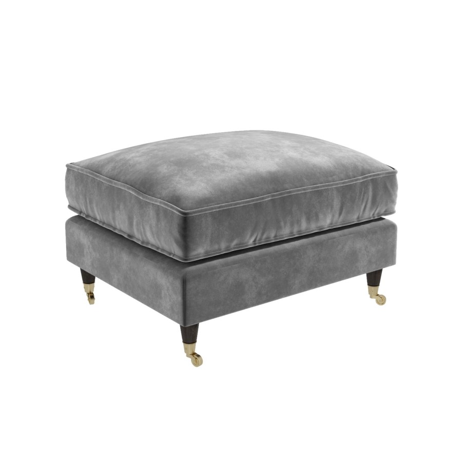Silver Grey Velvet 2 Seater Sofa and Footstool Set- Payton