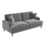 Silver Grey Velvet 3 Seater Sofa and Footstool Set - Payton