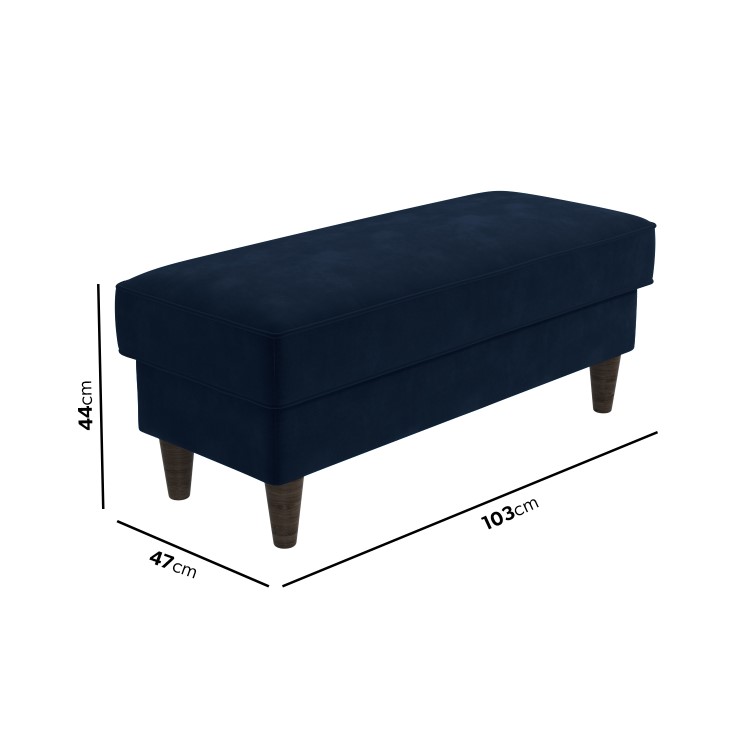 Left Hand Corner Sofa with Footstool Set in Navy Velvet - Idris