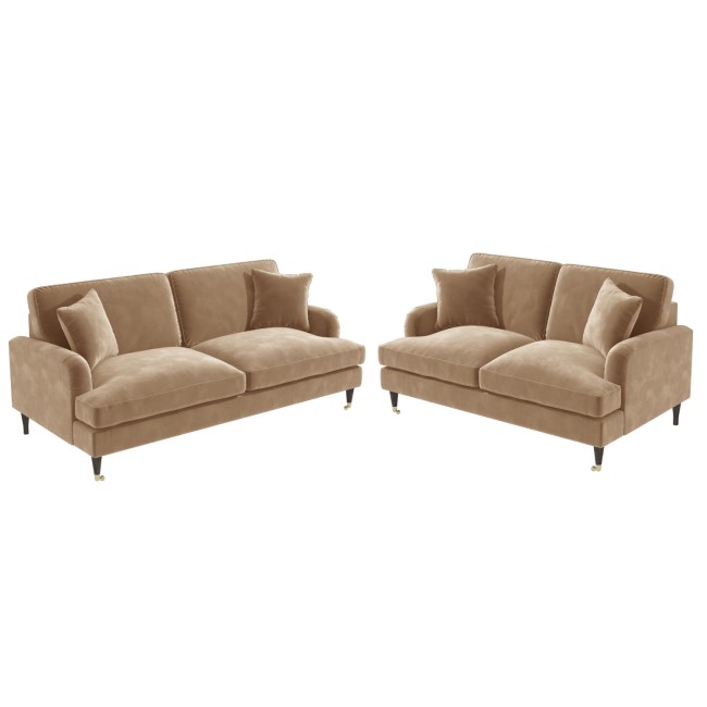 Sofa Set in Beige Velvet 3 & 2 Seater - Payton