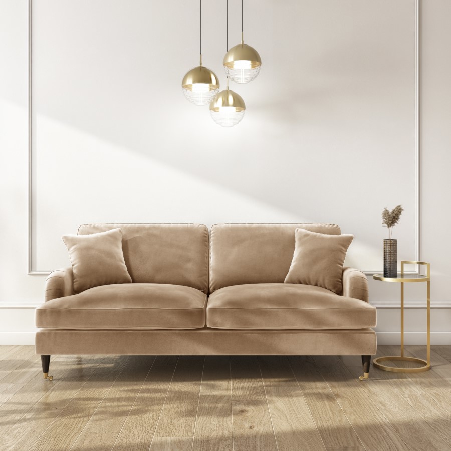 Sofa Set in Beige Velvet 3 & 2 Seater - Payton