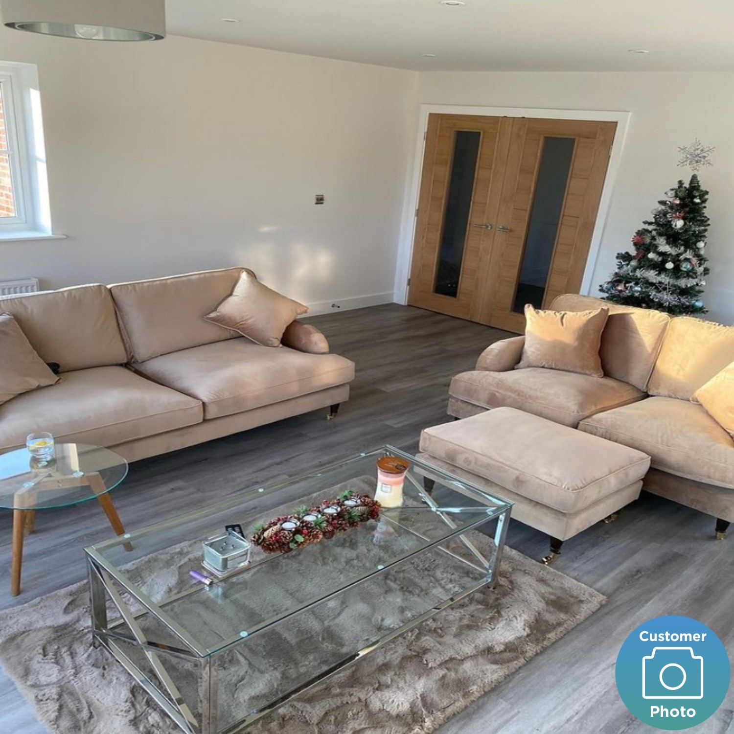 Sofa Set in Beige Velvet Seater Payton Furniture123