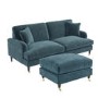 Blue Velvet 3 Seater Sofa and Footstool Set - Payton