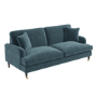Blue Velvet 3 Seater Sofa and Footstool Set - Payton