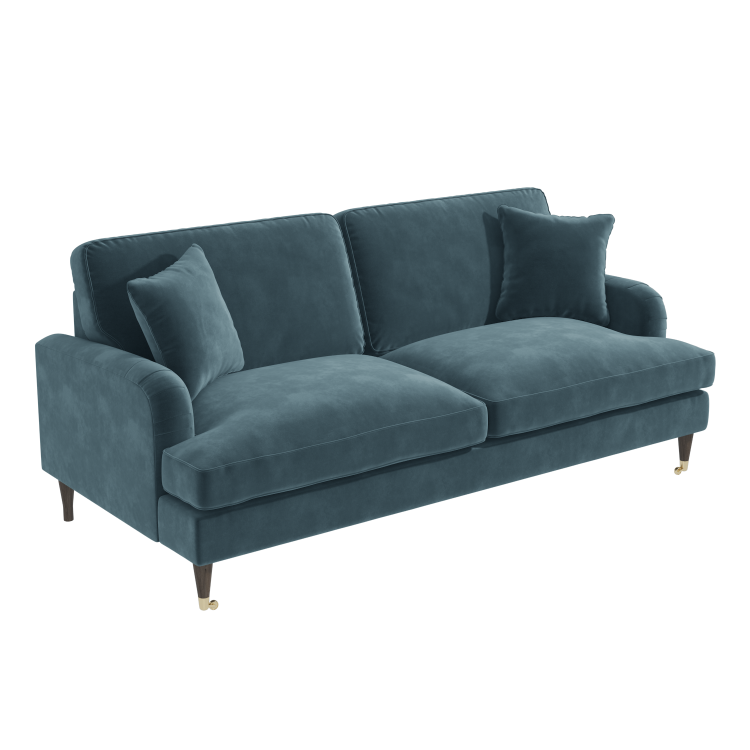 Blue Velvet Sofa and Footstool Set - Payton