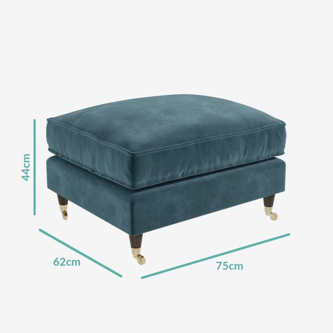 Blue Velvet Sofa and Footstool Set - Payton