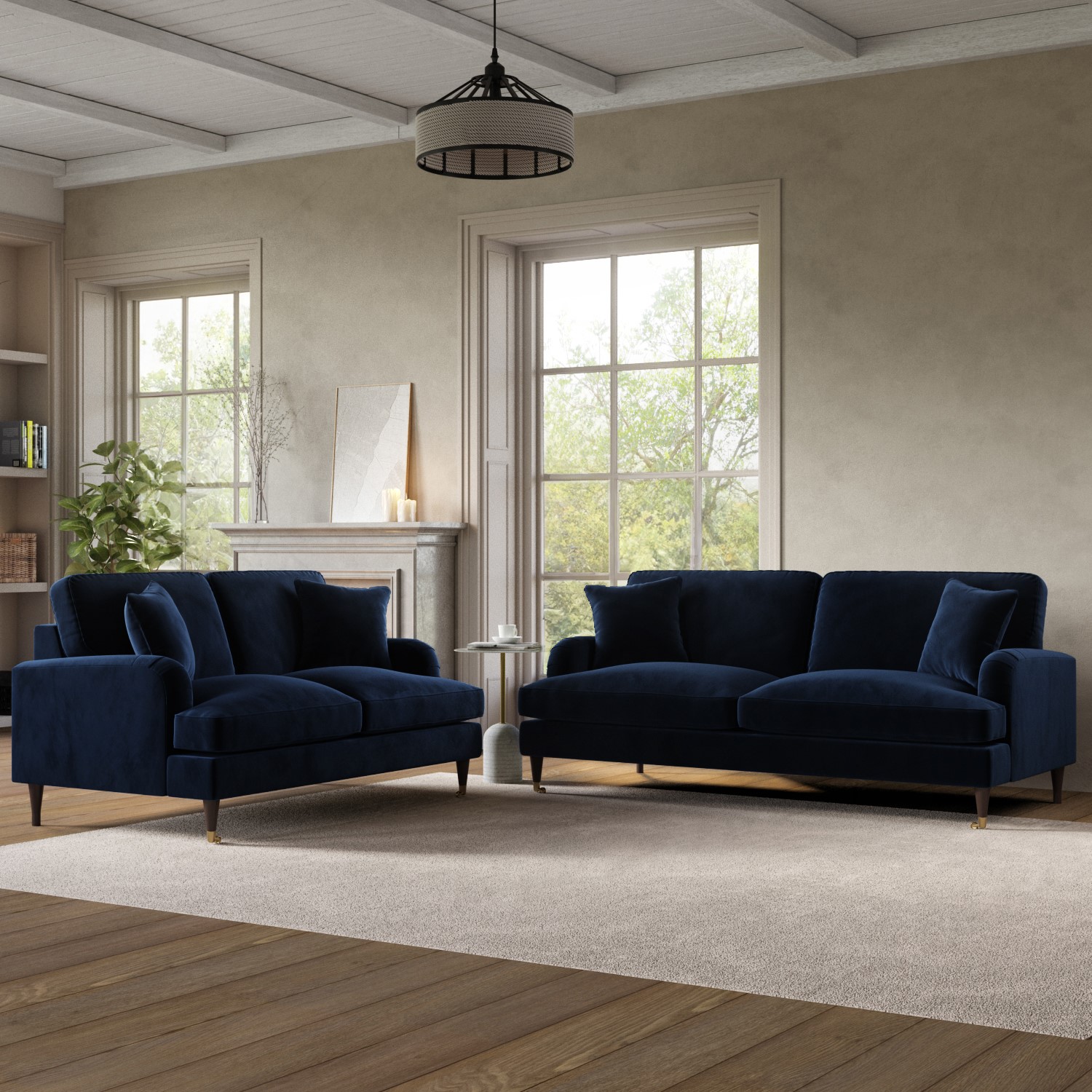 Payton Blue Navy Velvet Sofa Set