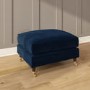 Navy Velvet 3 Seater Sofa and Footstool Set - Payton