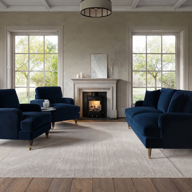 Navy Velvet 3 Piece Sofa Set - Payton