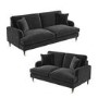 Dark Grey Velvet 3 & 2 Seater Sofa Set - Payton