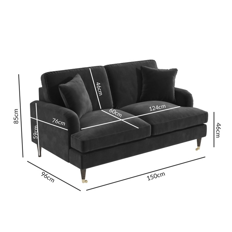 Dark Grey Velvet Sofa Set - Payton