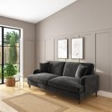 BUN/SOF102/93400 Dark Grey Velvet 3 Piece Furniture - Payton
