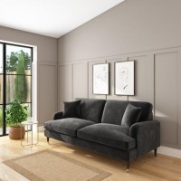 Dark Grey Velvet 3 Piece Furniture - Payton Dark Grey Velvet 3 Piece Furniture - Payton