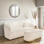 Cream Boucle 3 Seater Sofa with Matching Storage Footstool - Monroe