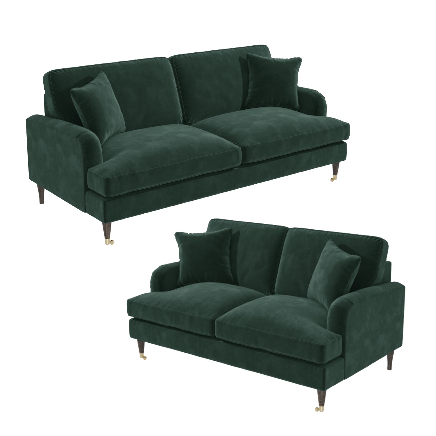 Photo of Green velvet 3 seater & 2 seater sofa set - payton