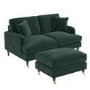Dark Green Velvet 2 Seater Sofa and Footstool Set - Payton