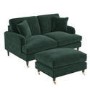 Dark Green Velvet Sofa and Footstool Set - Payton