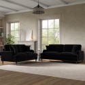 BUN/SOF124/79576 Black Velvet Sofa Set - Payton