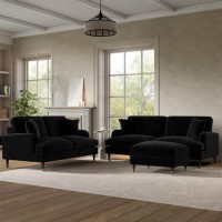 Black Velvet 3 Piece Sofa Set - Payton