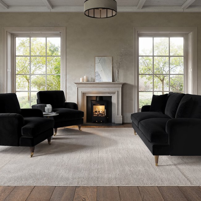 Black Velvet 3 Piece Sofa Set - Payton