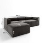 Grey Velvet 4 Seater Left Hand Facing L Shaped Modular Sofa - Hendrix