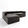 Grey Velvet 4 Seater Left Hand Facing L Shaped Modular Sofa - Hendrix