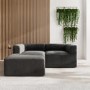 3 Seater Left Hand Facing L Shaped Modular Sofa in Grey Velvet- Hendrix