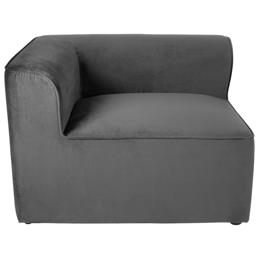 Grade A1 - 4 Seater Right Hand Facing Corner Modular Sofa in Grey Velvet - Hendrix