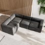 4 Seater Left Hand Facing Corner Modular Sofa in Grey Velvet - Hendrix