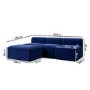 Navy Velvet L Shaped Modular Sofa - Seats 3 - Hendrix