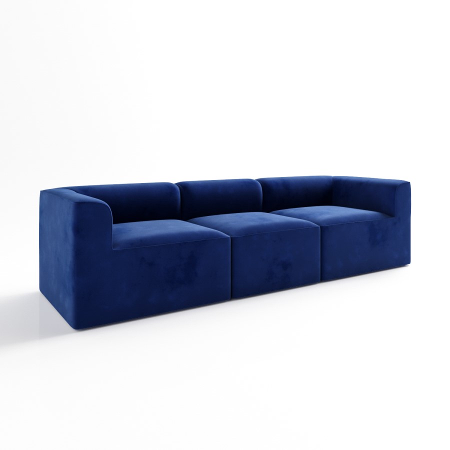 Grade A2 - Navy Blue Velvet 4 Seater Modular Sofa - Hendrix