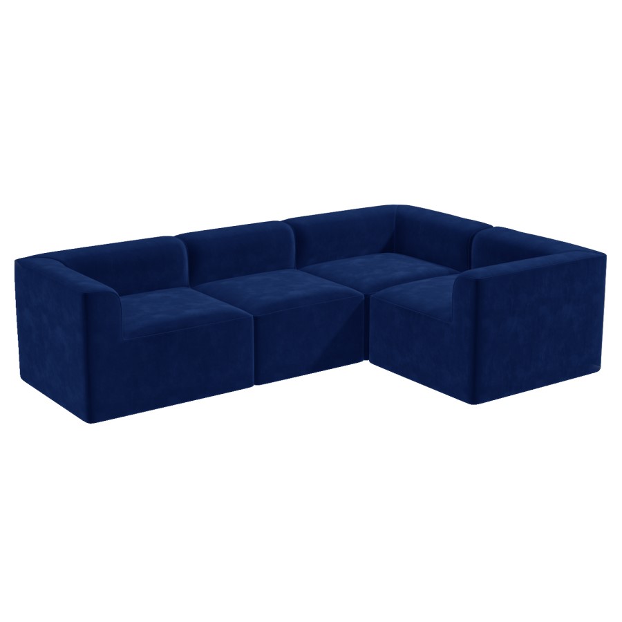 4 Seater Right Hand Facing Corner Modular Sofa in Navy Blue Velvet - Hendrix
