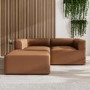 3 Seater Left Hand Facing L Shaped Modular Sofa in Tan Faux Leather - Hendrix
