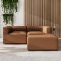 3 Seater Left Hand Facing L Shaped Modular Sofa in Tan Faux Leather - Hendrix