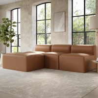 Tan Faux Leather Corner Sofa - Seats 3 - Hendrix Tan Faux Leather Corner Sofa - Seats 3 - Hendrix