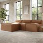 Tan Faux Leather Corner Sofa - Seats 3 - Hendrix