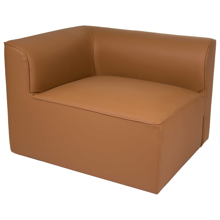 Tan Faux Leather 4 Seater Modular Sofa - Hendrix