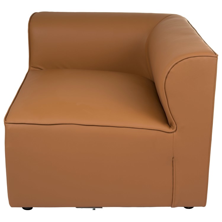 Tan Faux Leather 4 Seater Modular Sofa - Hendrix