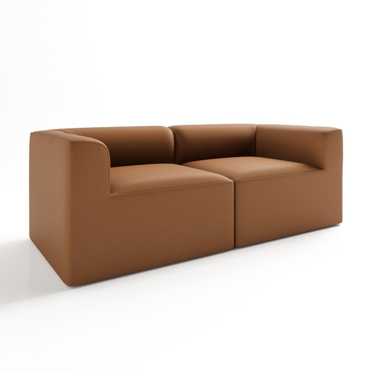 Tan Faux Leather 3 Seater Modular Sofa - Hendrix