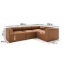 4 Seater Right Hand Facing Corner Modular Sofa in Tan Faux Leather - Hendrix