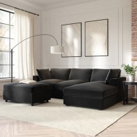 Right Hand Corner Sofa and Footstool Set in Grey Velvet - August