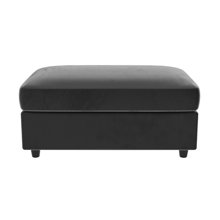 Large Dark Grey Velvet Footstool - August