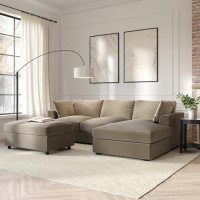 Right Hand Corner Sofa and Footstool Set in Mink Velvet - August