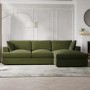 GRADE A2 - Olive Green Velvet Right Hand 4 Seater Corner Sofa - August