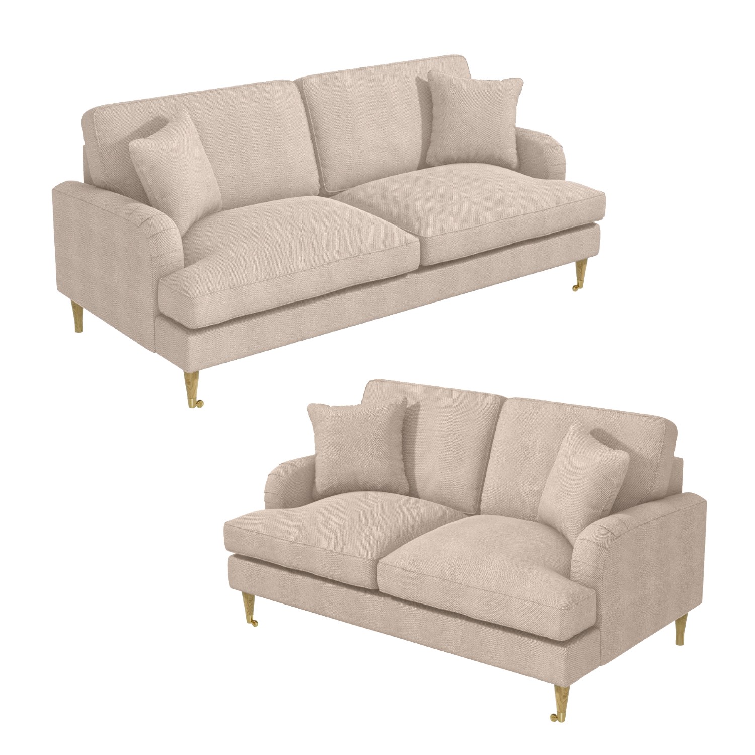 Beige Fabric 3 Seater & 2 Seater Sofa Set - Payton - Furniture123